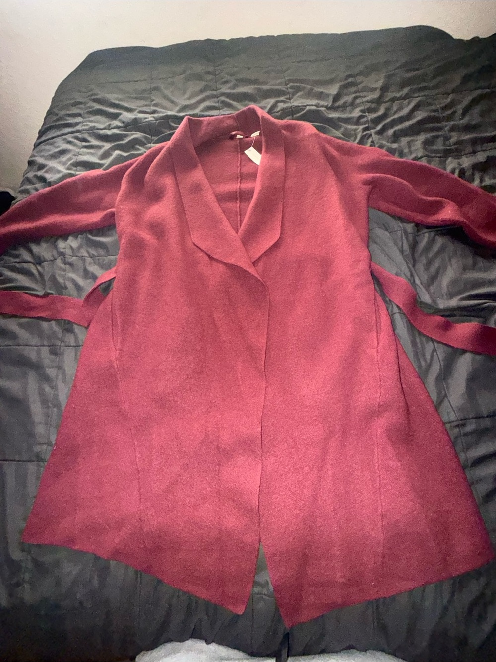 Anthropologie Wrap Trench Coat in Wine Red